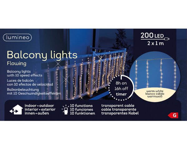 Gordijn led verlichting 220 lamps warm wit - afbeelding 3