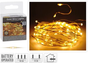 Gouddraad met 10 micro led lampjes extra warm wit