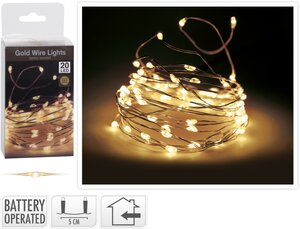Gouddraad met 20 micro led lampjes extra warm wit