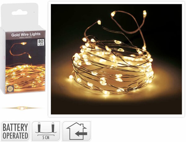 Gouddraad met 80 micro led lampjes extra warm wit