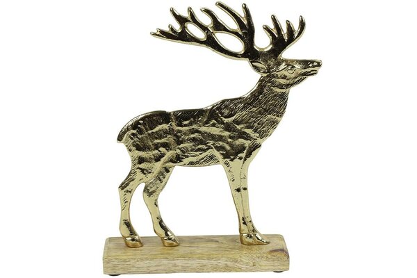 Hert op standaard 24 cm goud metaal