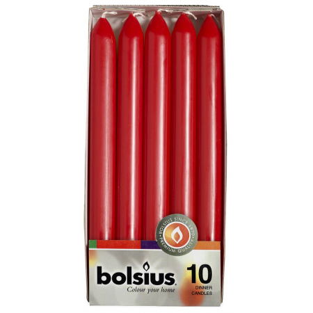 Bolsius diner kaarsen 10 stuks rood 23 cm - afbeelding 2