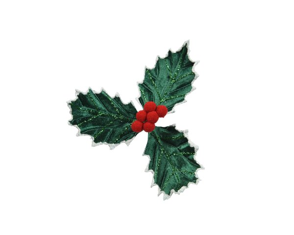 Hulst op clip fluweel 17 cm groen