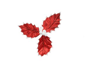 Hulst op clip fluweel 17 cm rood