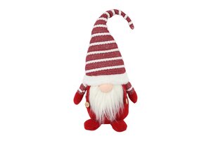 Kabouter Alwin stof 51 cm rood / wit
