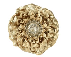Kerst bloem polyester 10 cm goud