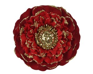 Kerst bloem polyester 10 cm rood