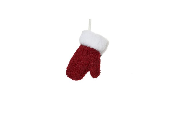 Kerst handschoen 18 cm rood/wit