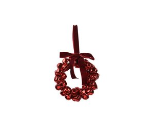 Kerst krans met belletjes 13 cm rood