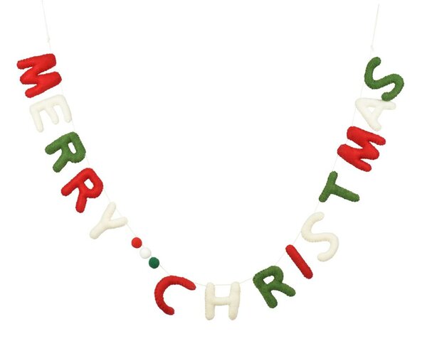 Kerst slinger merry christmas wol 2 meter