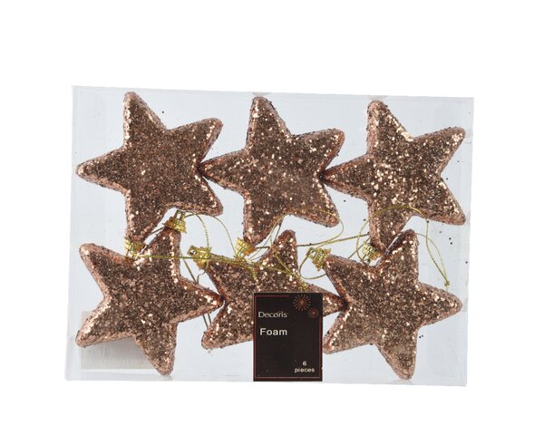 Kerst sterren 6 stuks bruin 