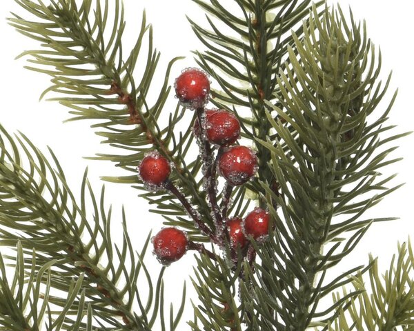 Kerst tak 49 cm groen/rood - afbeelding 2
