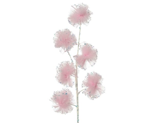 Kerst tak organza glitters 69 cm poeder roze