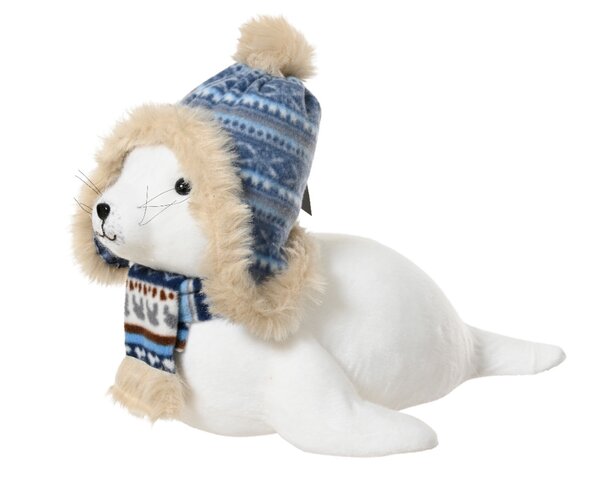 Kerst zeehond polyester 50 cm creme