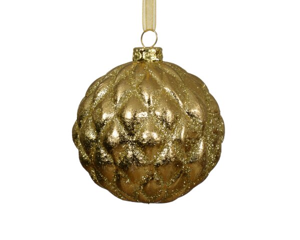 Kerstbal 8 cm lichtgoud glans