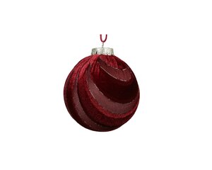 Kerstbal 8 cm ossenbloed brede strepen boog