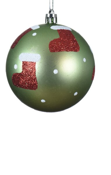 Kerstbal deco kerstsokken 8 cm mat mistletoe groen