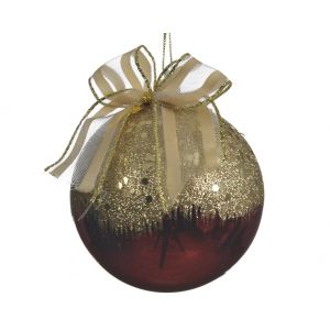 Kerstbal deco strik 8 cm kerst rood