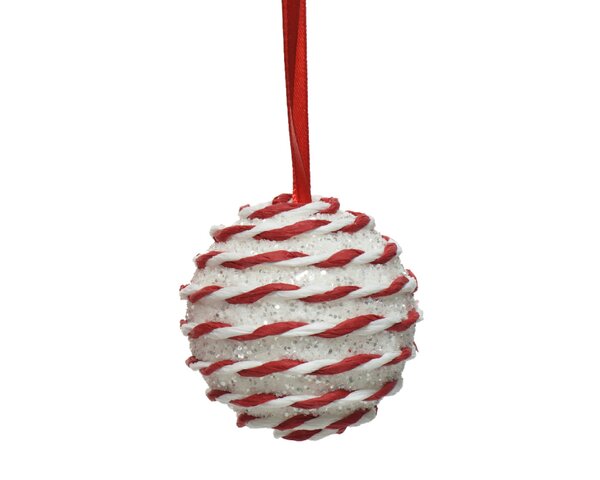 Kerstbal foam 6 cm wit / rood