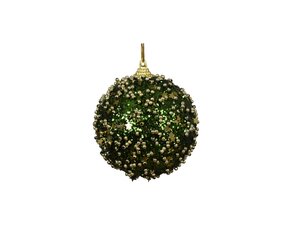 Kerstbal foam 8 cm groen met gouden details
