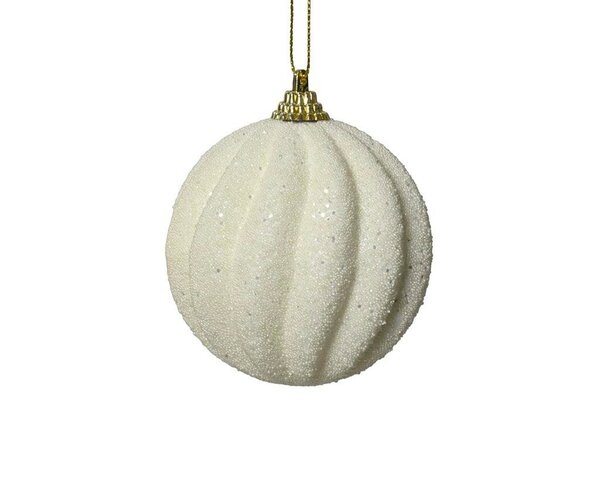 Kerstbal foam 8 cm wolwit golf