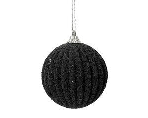 Kerstbal foam 8 cm zwart recht