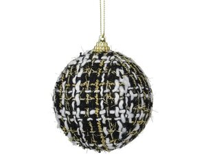 Kerstbal foam 8 cm zwart / wit
