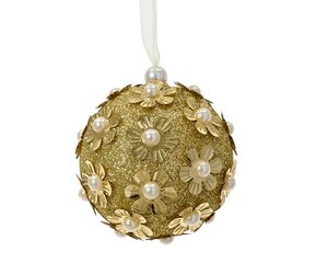 Kerstbal foam bloemen 8 cm goud