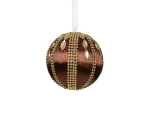Kerstbal foam met diamant strepen 8 cm espresso