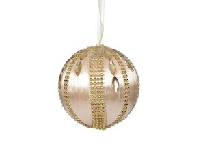 Kerstbal foam met diamant strepen 8 cm light gold
