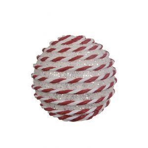 Kerstbal foam swirl 8 cm wit / rood