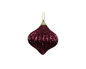 Kerstbal foam ui 8 cm donker roze