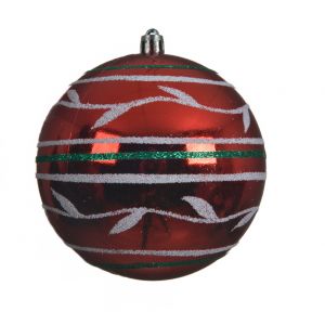 Kerstbal glitter deco tak 10 cm kerst rood