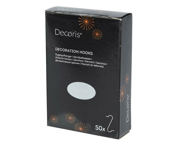 Kerstbal haakjes zilver 50 stuks