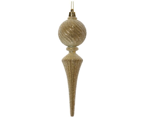Kerstbal ijspegel rond polystyreen goud 19 cm