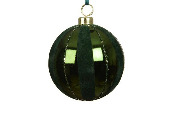 Kerstbal kunststof 8 cm dennengroen recht