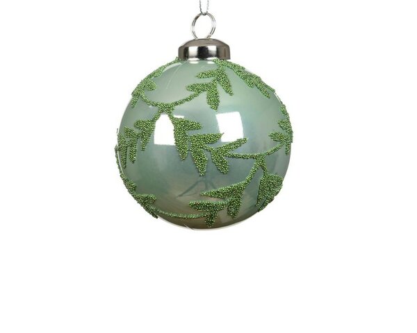 Kerstbal kunststof 8 cm mintgroen gebogen