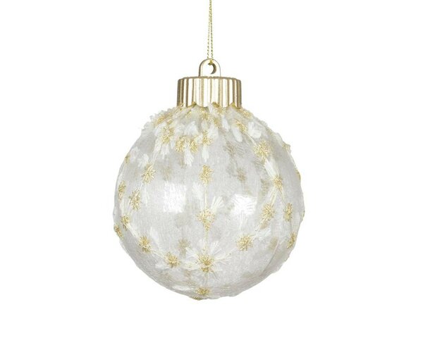 Kerstbal kunststof ijs 8 cm wit