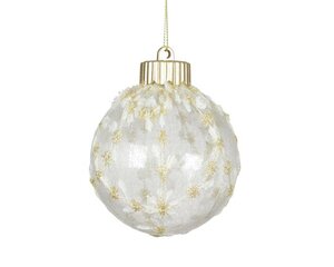 Kerstbal kunststof ijs 8 cm wit