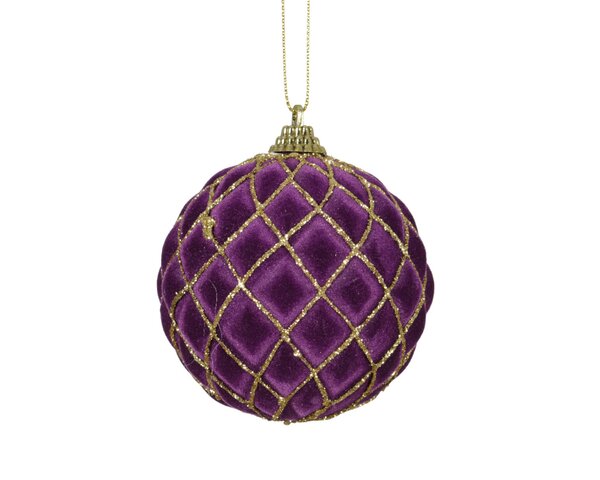 Kerstbal met ruiten 8 cm vijg 