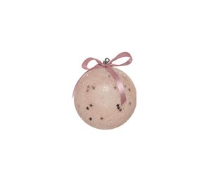 Kerstbal plastic 8 cm roze sterren