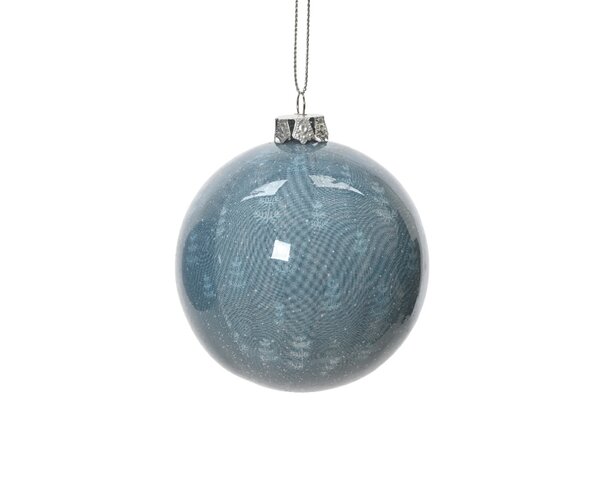 Kerstbal polyfoam 8 cm blauw ijskristallen