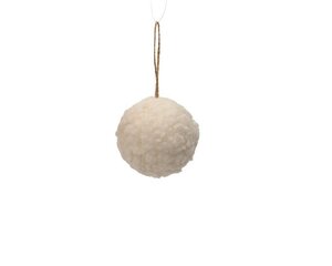 Kerstbal stof 8 cm wit