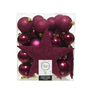 Kerstballen mix box met piek magnolia