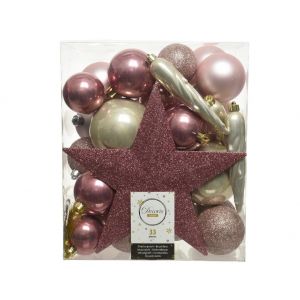 Kerstballen mix box met piek roze tinten - afbeelding 1
