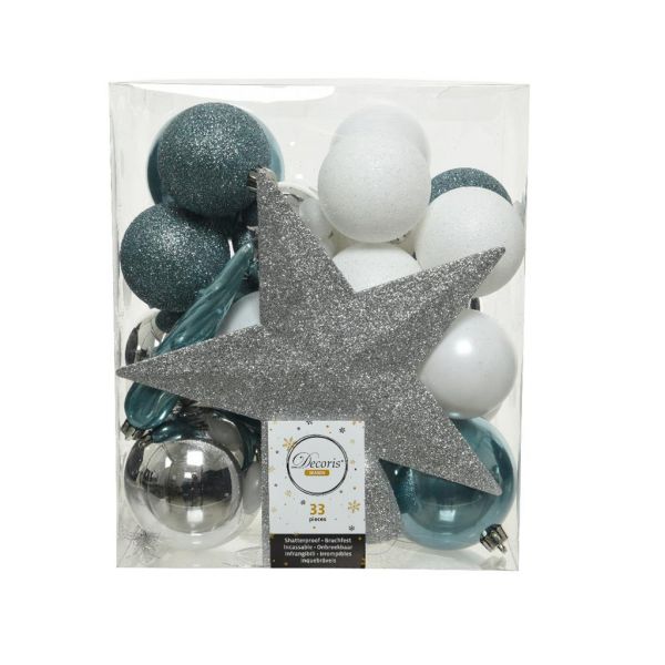 Kerstballen mix box met piek winterjoy