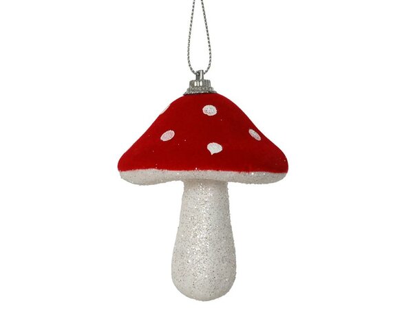 Kerstballen paddenstoel foam 8cm 4 stuks - afbeelding 1