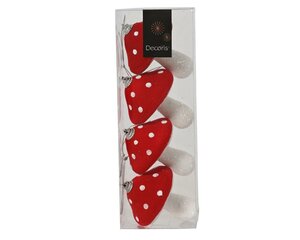 Kerstballen paddenstoel foam 8cm 4 stuks - afbeelding 2