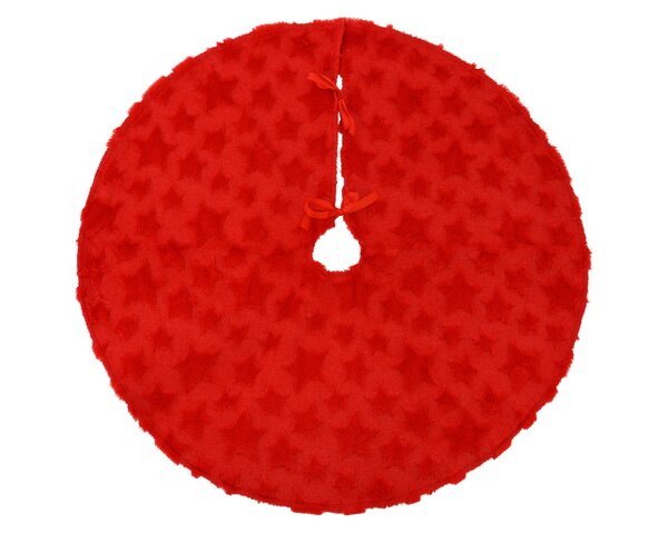 Kerstboomrok polyester 90 cm rood met sterren - afbeelding 1