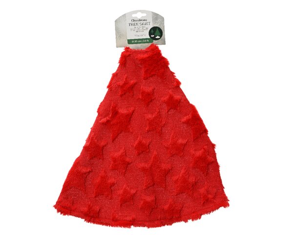 Kerstboomrok polyester 90 cm rood met sterren - afbeelding 2